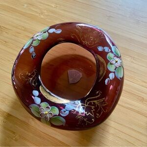 Vintage Purple Amethyst Arnart Creation Japan Hand Blown Ashtray Hand Painted